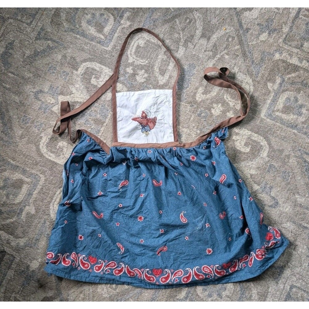 Kitchen Apron Bib Pocket Adjustable Country Hen Chicken Hand Made Cross Stitch